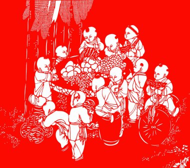 traditional Chinese paper-cut works, closeup of photo