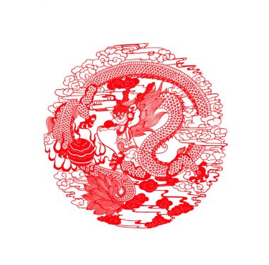 traditional Chinese paper-cut works, closeup of photo