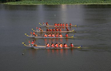 LUANNAN COUNTY - 9 Ağustos: Ejder teknesi yarışı sahnesi 9 Ağustos 2014, Luannan County, Hebei Eyaleti, Çin
