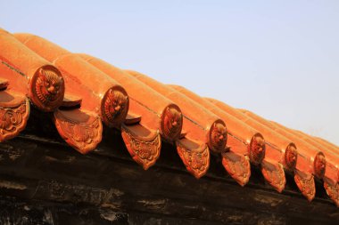 Çin tarzı kaplamalı fayans duvarlar, yakın plan fotoğraf.