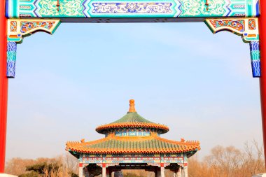 Çin tarzı pavyon, fotoğrafa yakın çekim.