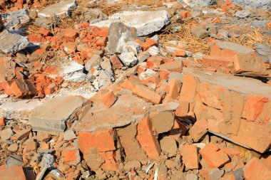 Crushed concrete blocks, closeup of photo
