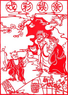 traditional Chinese paper-cut works, closeup of photo