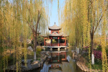 Geleneksel Çin mimarisinin manzarası