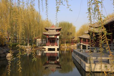Geleneksel Çin mimarisinin manzarası