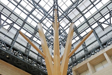 Çin 'de bir salonda kubbe manzarası inşa ediliyor.