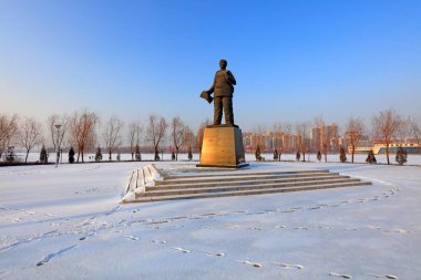 Yangsan Jie heykeli bir parkta, Çin 'de