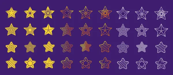 Satz Geometrischer Sterne Für Das Logo Sammlung Von Elementen Einem — Stockvektor