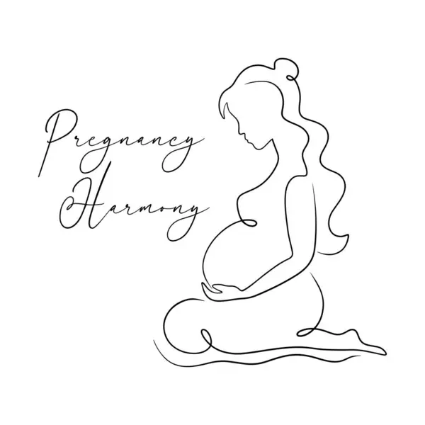 Hamilelik Harmoni Logosu Yazı Hamile Kadın Yapımı Vektör Çizimi Vektör Grafikler