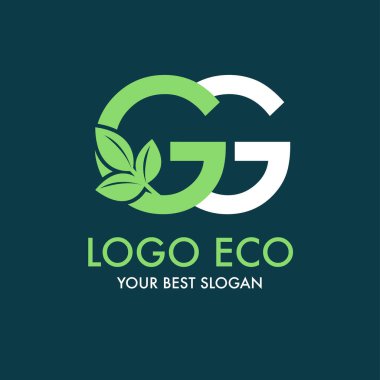 GG harfli eko logo tasarımı ve vektör illüstrasyonunda yapraklar