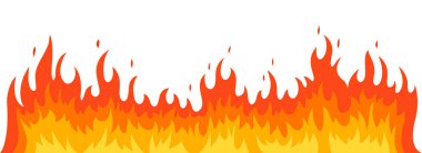 Kusursuz Ateş Sınırı Vektörü İllüstrasyonu. İzole Arkaplanda Düz Tasarım Düzenlenebilir Alev Hattı