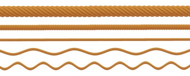 Gerçekçi Jute Halat ve Twine Set. Renkli 2B Cord İllüstrasyon Koleksiyonu..