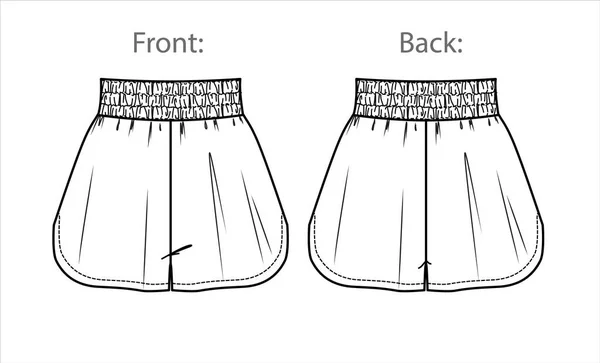 Modetechnische Skizze Von Shorts Für Frauen Vektorgrafik Frauen Shorts Mit — Stockvektor