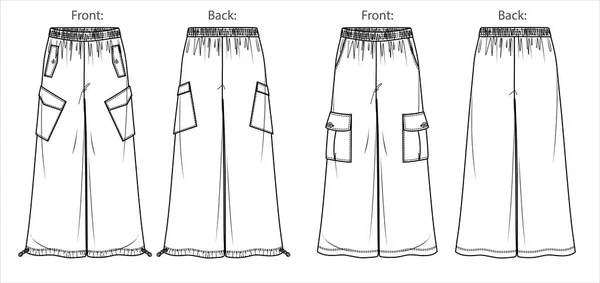 Vector Mujer Polar Jogger Dibujo Técnico Pantalones Estilo Utilitario Con — Archivo Imágenes Vectoriales