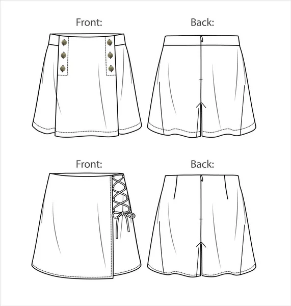 Vector Flare Pants Ladies Fashion Cad Sketch Template Woman