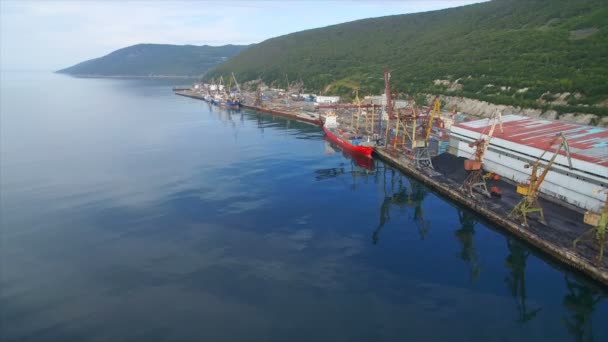 Luftaufnahme Eines Hafens Magadan Russland Hochwertiges Filmmaterial — Stockvideo