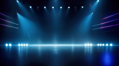 Sahne, sahne ışıkları, renkli ışıklar ve duman. Yüksek kalite fotoğraf