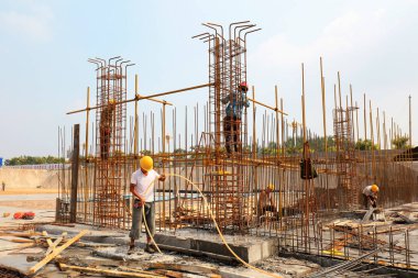 Luannan County - 28 Eylül 2016 'da inşaat işçileri, 28 Eylül 2016' da, Luannan County, Hebei, Çin