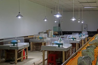 Yeşim öğütme atölyeleri, fotoğrafa yakın çekim