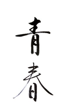 Çin kaligrafisi çalışıyor, fotoğrafa yakın çekim.