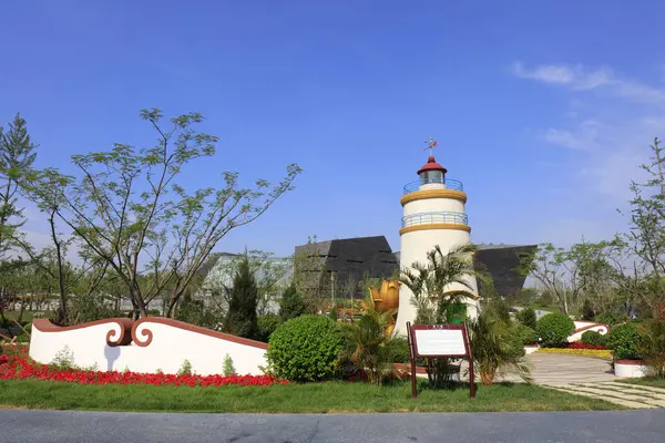 Tangshan City - 28 Mayıs 2016: Macao Guia deniz feneri minyatür manzarası, Tangshan City, Hebei Eyaleti, Chin