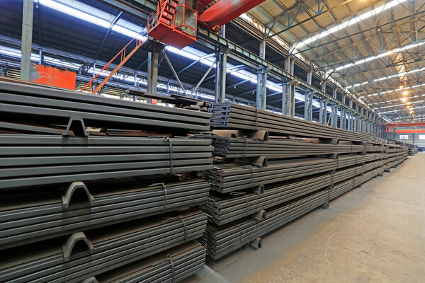 Steel products in the warehouse