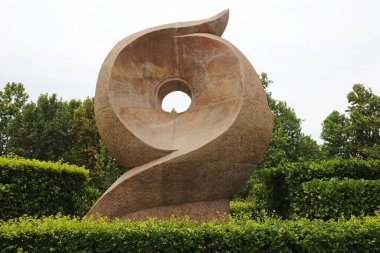 Shijiazhuang Şehri, Çin - 29 Temmuz 2017: Parks, Shijiazhuang Şehri, Hebei Eyaleti, Çin Heykeli, Kaya, Peyzaj, Manzara,