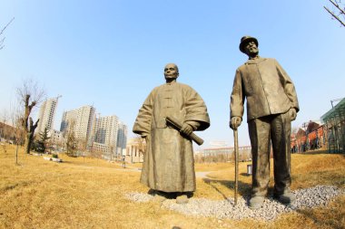 TANGSHAN - 2 Ocak 2014 'te Kailuan Ulusal Maden Parkındaki karakter heykeli, Tangshan City, Hebei Eyaleti, Çin