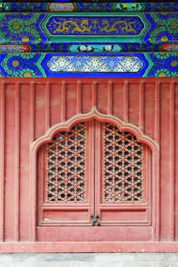 traditional Chinese style wooden lattice Windows, closeup of photo