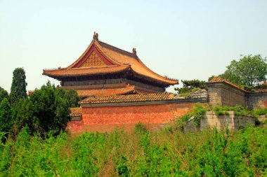 Antik Çin geleneksel mimari tarzı manzara, yakın çekim