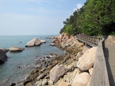 Shandong Qingdao Laoshan dağ manzarası, yakın çekim.
