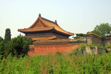 Antik Çin geleneksel mimari tarzı manzara, yakın çekim