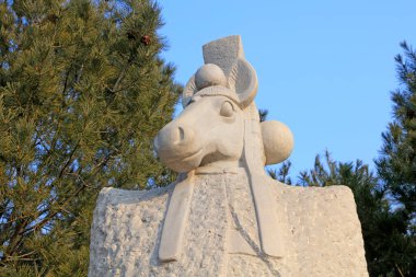 Çin antik tapınak hayvan heykeli