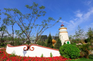 Tangshan City - 28 Mayıs 2016: Macao Guia deniz feneri minyatür manzarası, Tangshan City, Hebei Eyaleti, Chin