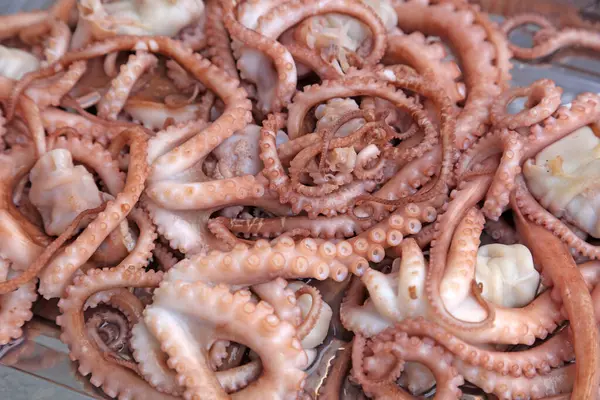 Deniz ürünleri mürekkep balığı bacakları, yakın plan fotoğraf.