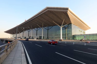 Tianjin - 14 Aralık 2018: Tianjin Binhai Uluslararası Havaalanı, Tianjin, Çin