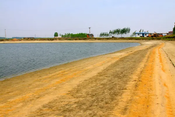 Gölün kenarı, fotoğrafa yakın çekim.