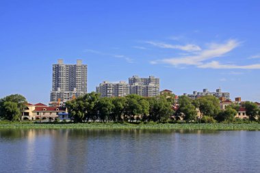 LUANNAN COUNTY - 3 Eylül 2014 'te Kuzey Nehri Parkı' ndaki şehir manzarası, Luannan County, Hebei Eyaleti, Çin