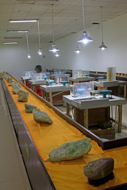 Yeşim öğütme atölyeleri, fotoğrafa yakın çekim