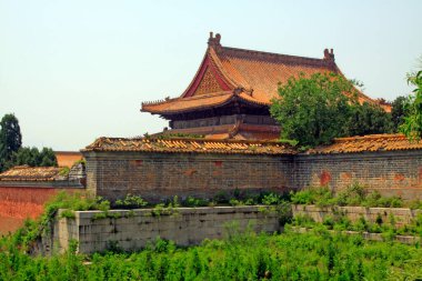 Antik Çin geleneksel mimari tarzı manzara, yakın çekim