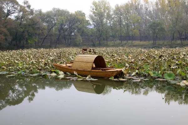 Sudaki tekne, fotoğrafa yakın çekim.