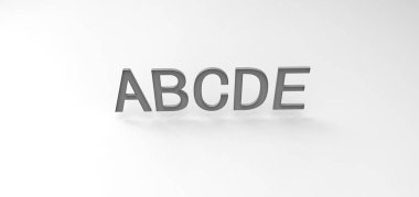 Gri arkaplanda 3B yazı tipi, bilgisayar tarafından oluşturulan resimler