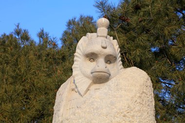 Çin antik tapınak hayvan heykeli