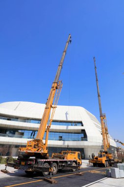 İnşaat alanı, fotoğrafa yakın çekim.