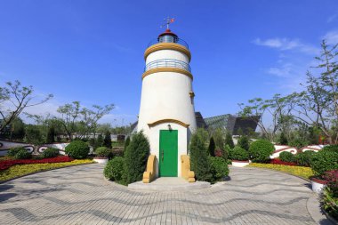 Tangshan City - 28 Mayıs 2016: Macao Guia deniz feneri minyatür manzarası, Tangshan City, Hebei Eyaleti, Chin