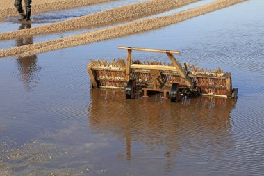 Tuz üretimi ekipmanları, fotoğrafa yakın çekim.