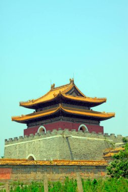 Antik Çin geleneksel mimari tarzı manzara, yakın çekim