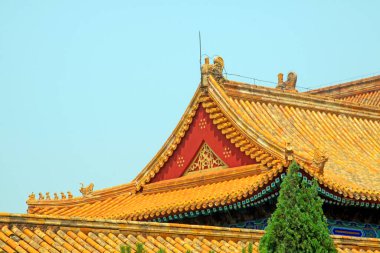 Cilalı kiremit çatı, Çin antik mimari manzarası Qing Hanedanlığı 'nın doğu kraliyet mezarları, Chin