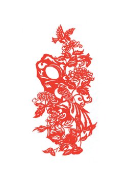 Çin kağıt kesimi beyaz arkaplan üzerinde çalışır, fotoğrafa yakın çekim