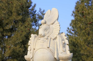 Çin antik tapınak hayvan heykeli